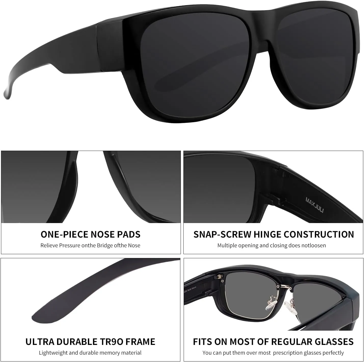 MAXJULI Sunglasses Fit Over Glasses for Men Women Polarized Wraparound Sunglasses 8238