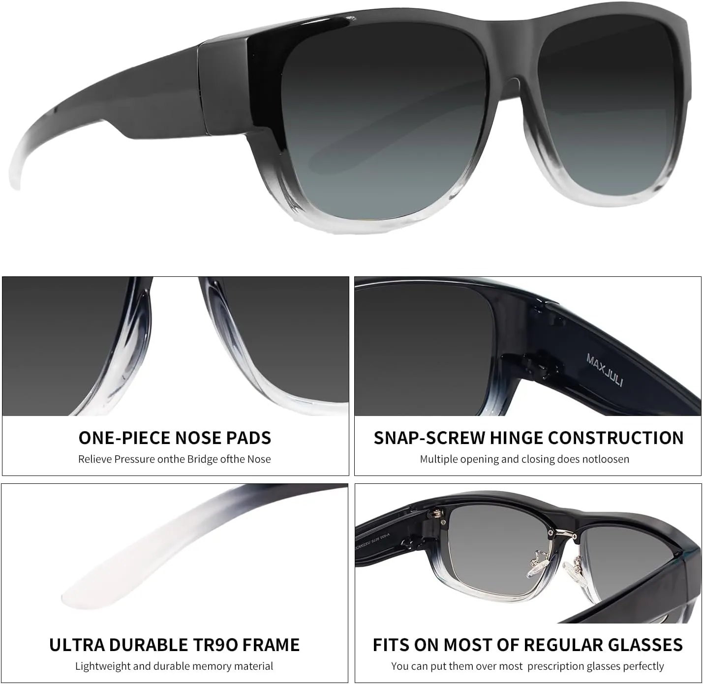 MAXJULI Sunglasses Fit Over Glasses for Men Women Polarized Wraparound Sunglasses 8238