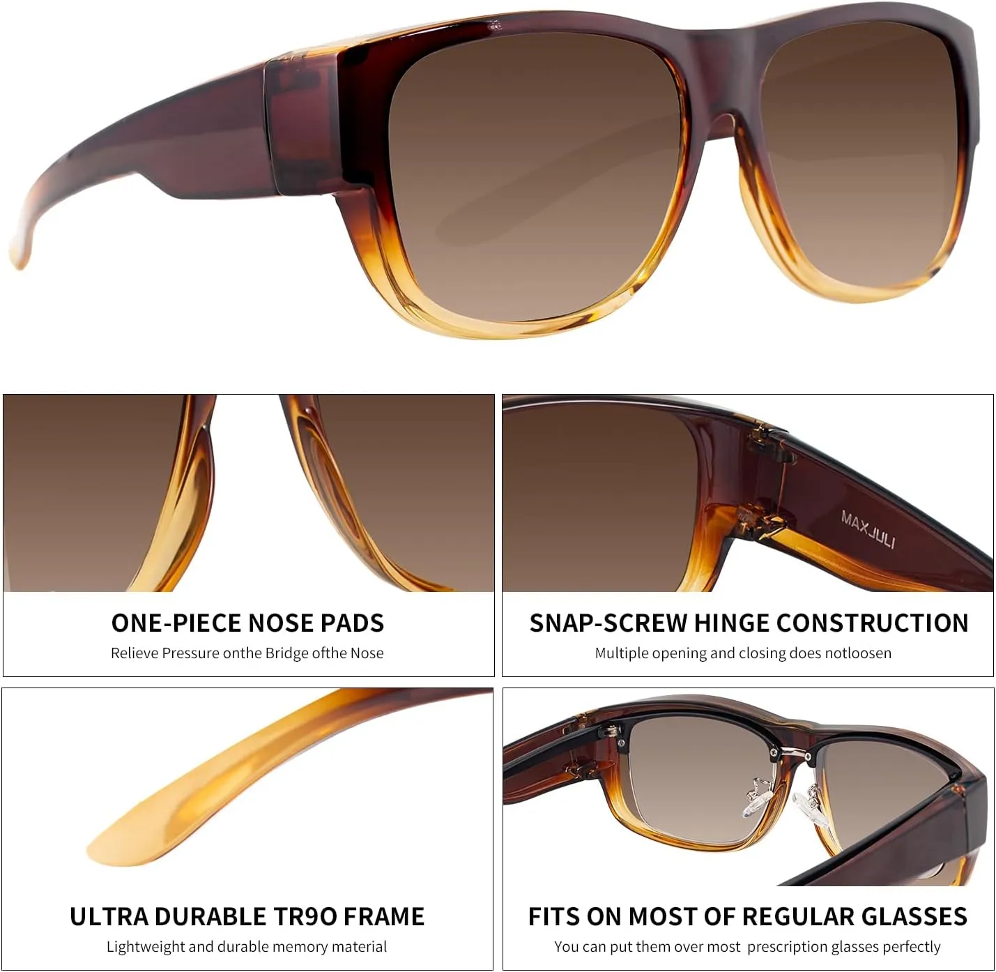 MAXJULI Sunglasses Fit Over Glasses for Men Women Polarized Wraparound Sunglasses 8238