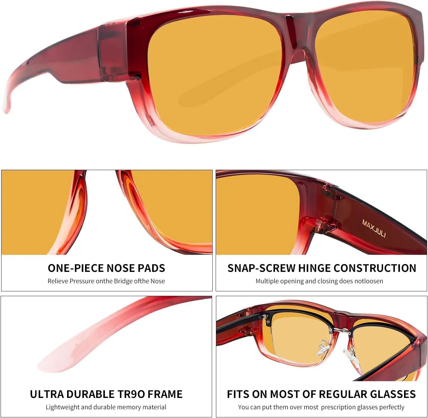 MAXJULI Sunglasses Fit Over Glasses for Men Women Polarized Wraparound Sunglasses 8238