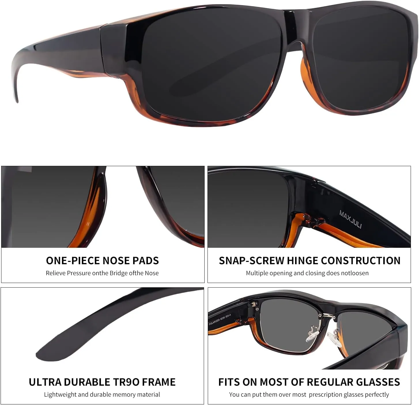 MAXJULI Sunglasses Fit Over Glasses for Men Women Polarized Wraparound Sunglasses 8239