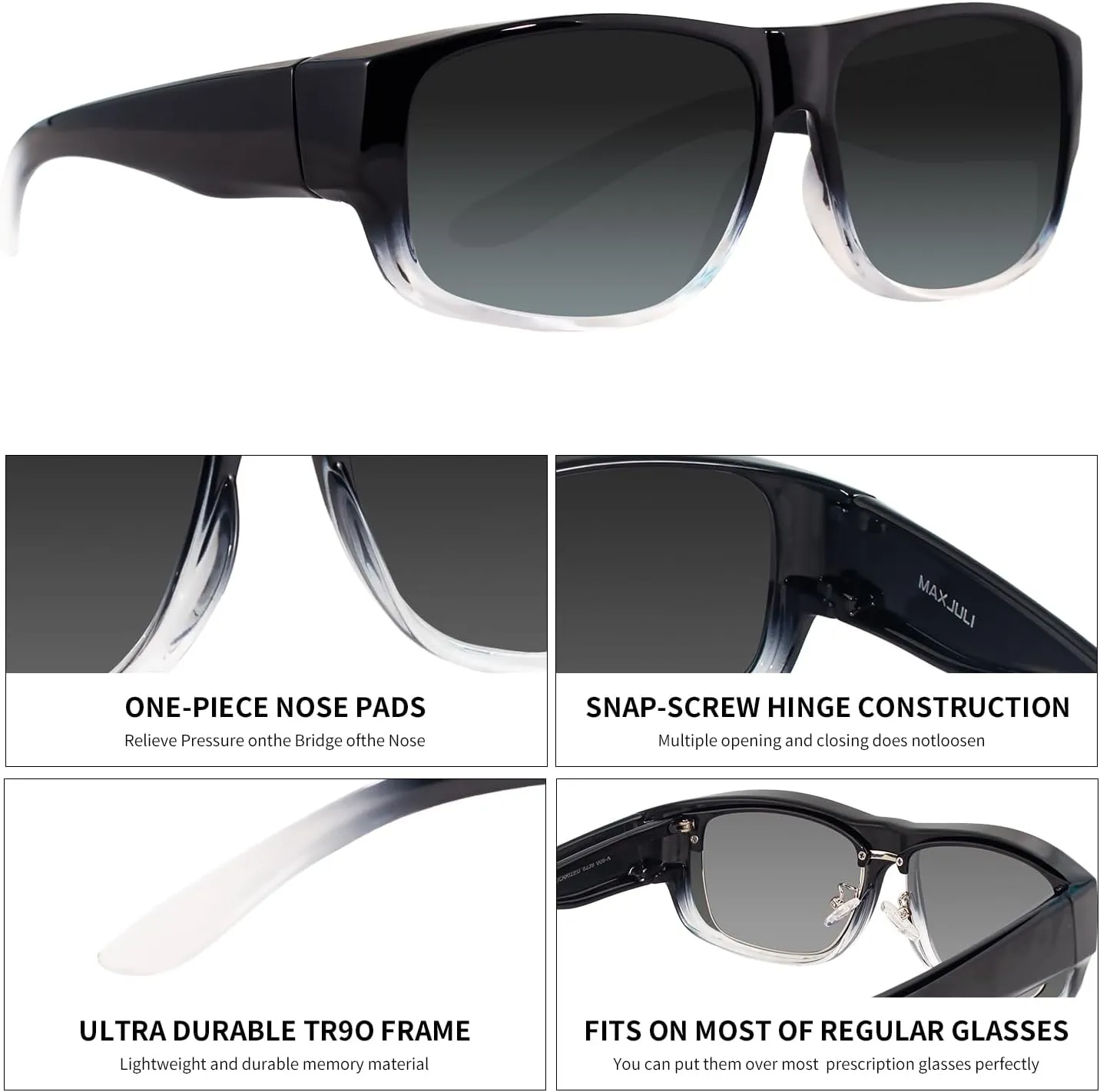 MAXJULI Sunglasses Fit Over Glasses for Men Women Polarized Wraparound Sunglasses 8239