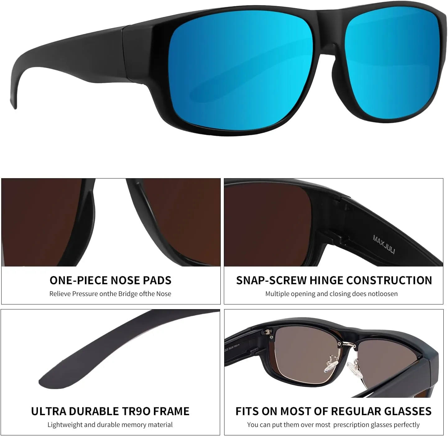 MAXJULI Sunglasses Fit Over Glasses for Men Women Polarized Wraparound Sunglasses 8239