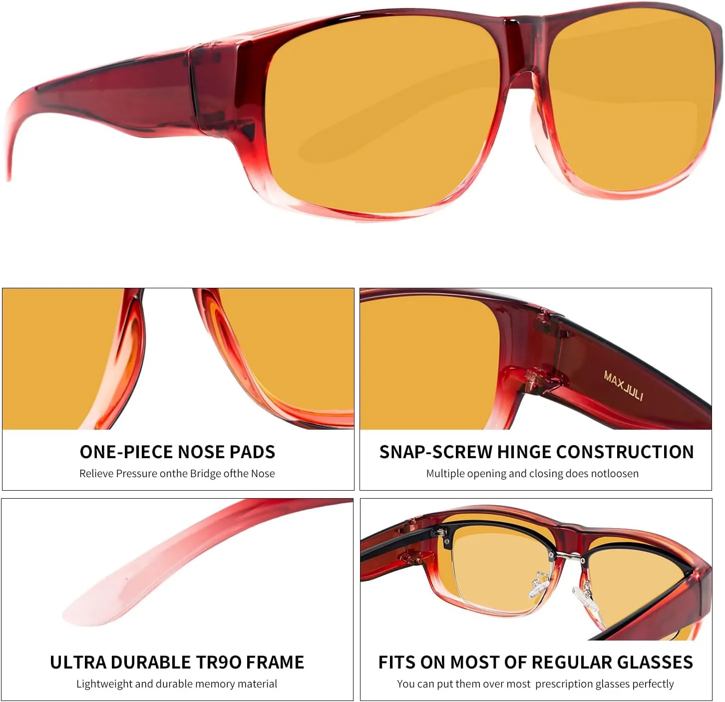 MAXJULI Sunglasses Fit Over Glasses for Men Women Polarized Wraparound Sunglasses 8239