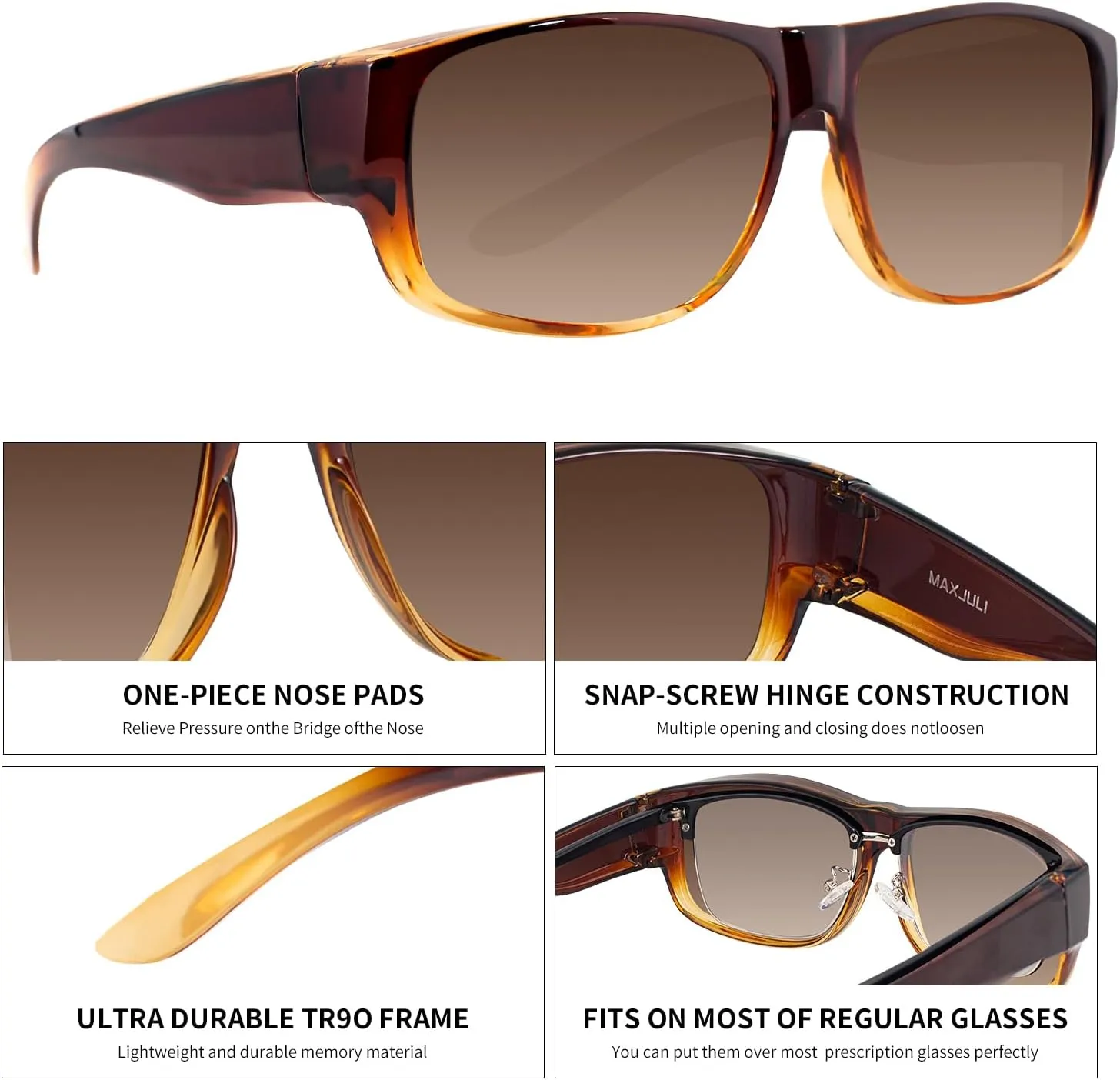 MAXJULI Sunglasses Fit Over Glasses for Men Women Polarized Wraparound Sunglasses 8239