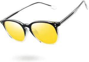 Meeloog Night Vision Glasses for Driving Women Men, Polarized Anti Glare Yellow Lenses UV Protection Sunglasses MST0031