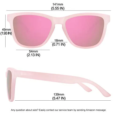 MEETSUN Polarized Sunglasses for Women Men Classic Retro Designer Style (Pink Frame(Matte) / Pink Mirrored Lens, 54)