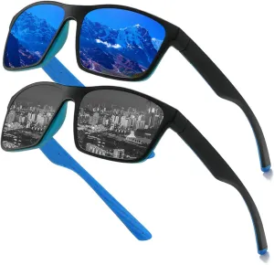 melrose/2pcs Polarized Sports Sunglasses for Men Driving Cycling Fishing Sun Glasses UV Protection Goggles
