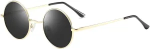 Men and Women Polarized Retro Round Frame Sunglasses Outdoor Sunshade Driving (Color : C, Size : Medium)