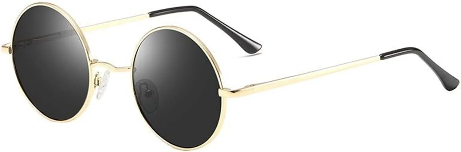 Men and Women Polarized Retro Round Frame Sunglasses Outdoor Sunshade Driving (Color : C, Size : Medium)