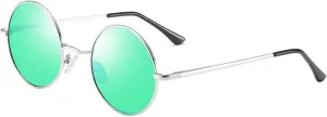Men and Women Polarized Retro Round Frame Sunglasses Outdoor Sunshade Driving (Color : F, Size : Medium)