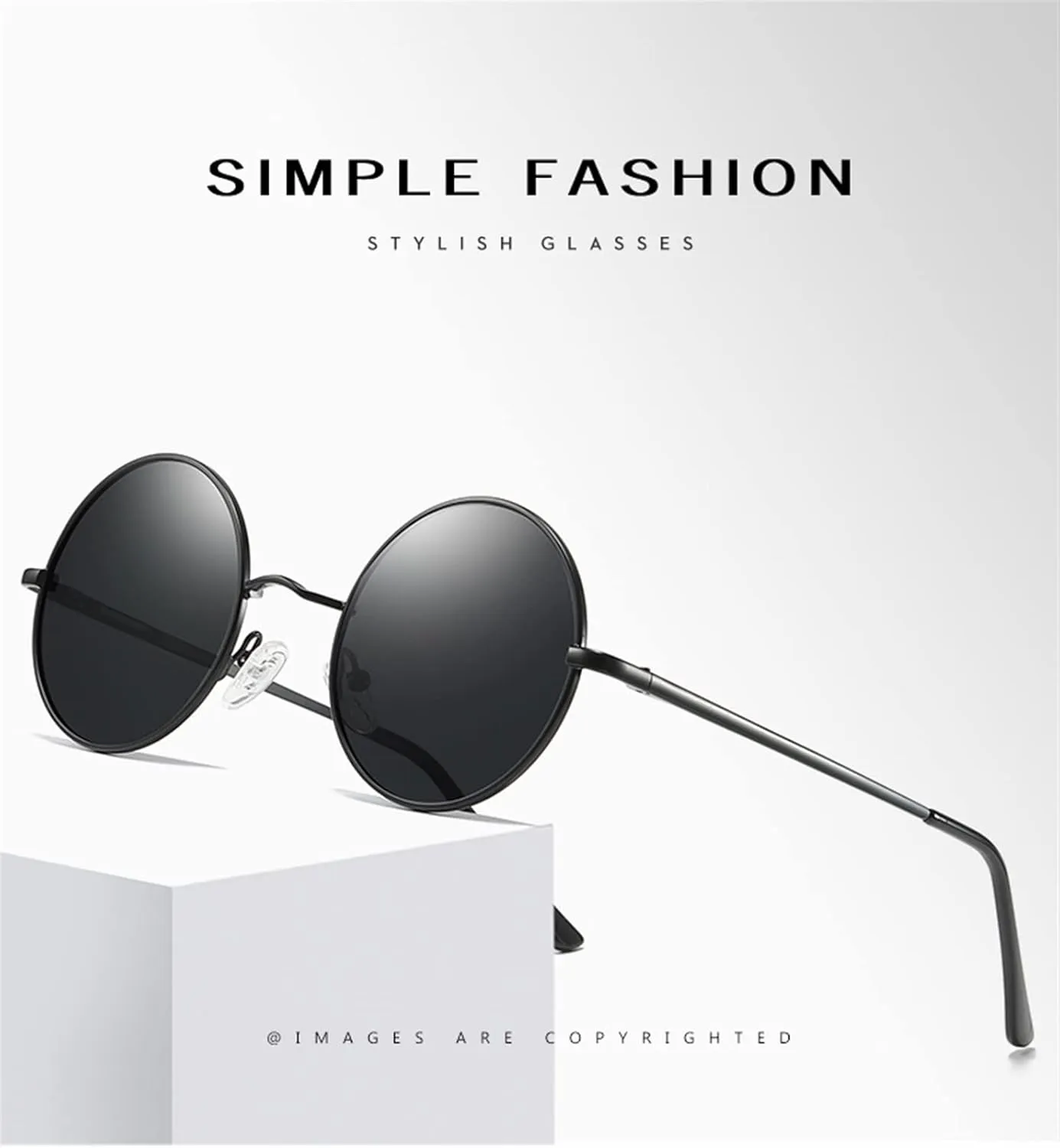 Men and Women Polarized Retro Round Frame Sunglasses Outdoor Sunshade Driving (Color : F, Size : Medium)