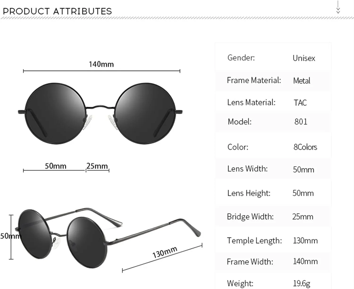 Men and Women Polarized Retro Round Frame Sunglasses Outdoor Sunshade Driving (Color : F, Size : Medium)