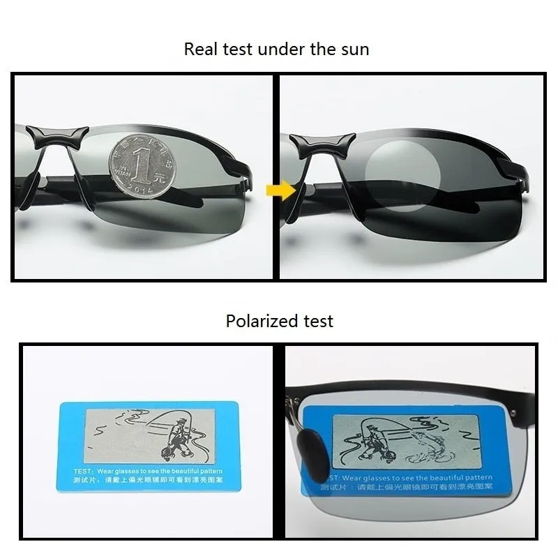 Men&#39;s Photochromic Polarized Sunglasses Men Driving Chameleon Glasses Male Change Color Sun Glasses Fishing Day Night Vision UV
