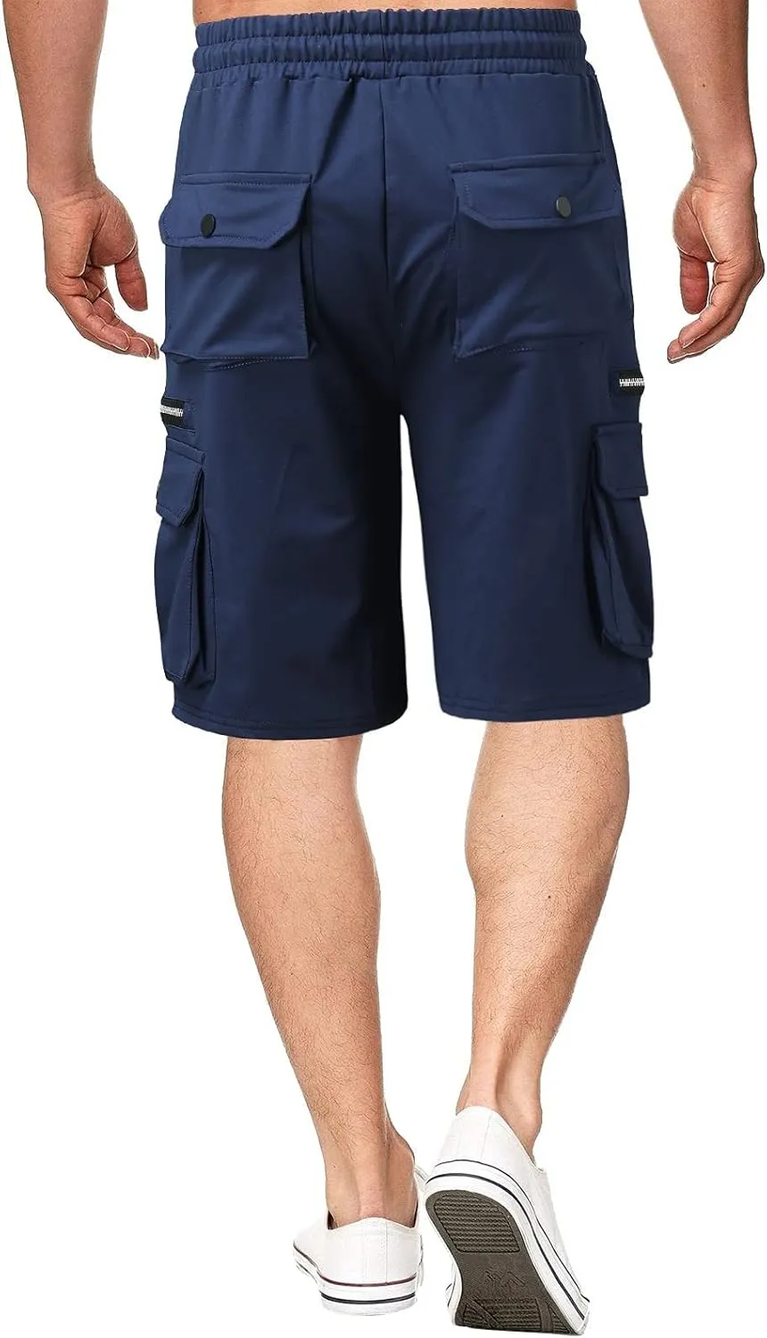 Men's Cargo Shorts Drawstring Shorts with Zipper Pockets Baggy Hiking Shorts Relaxed Fit Work Shorts for Men
