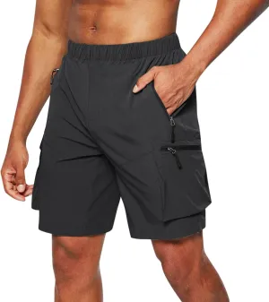 Men's Cargo Shorts Hiking Shorts with Multi Zipper Pockets Camping Tactical Shorts for Men Lightweight Bottoms