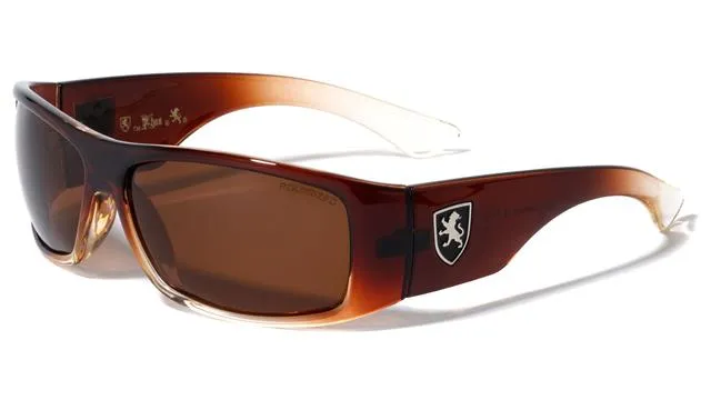 Mens Khan Polarized Black wrap Sunglasses Driving Shades UV400