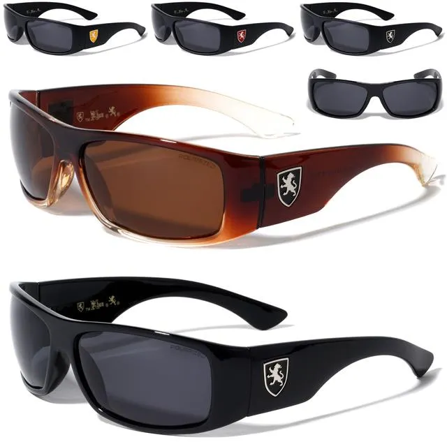 Mens Khan Polarized Black wrap Sunglasses Driving Shades UV400