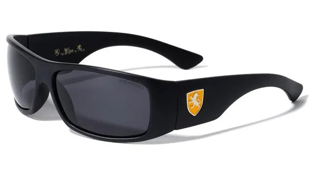 Mens Khan Polarized Black wrap Sunglasses Driving Shades UV400