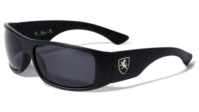 Mens Khan Polarized Black wrap Sunglasses Driving Shades UV400