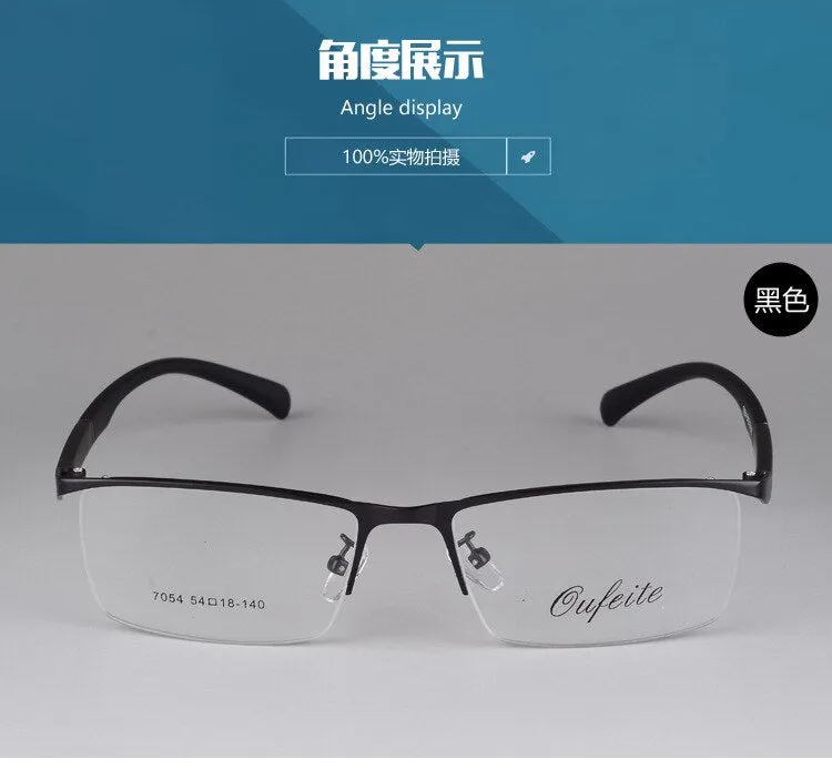 Men's Semi Rim Eyeglasses Alloy Frame S7054