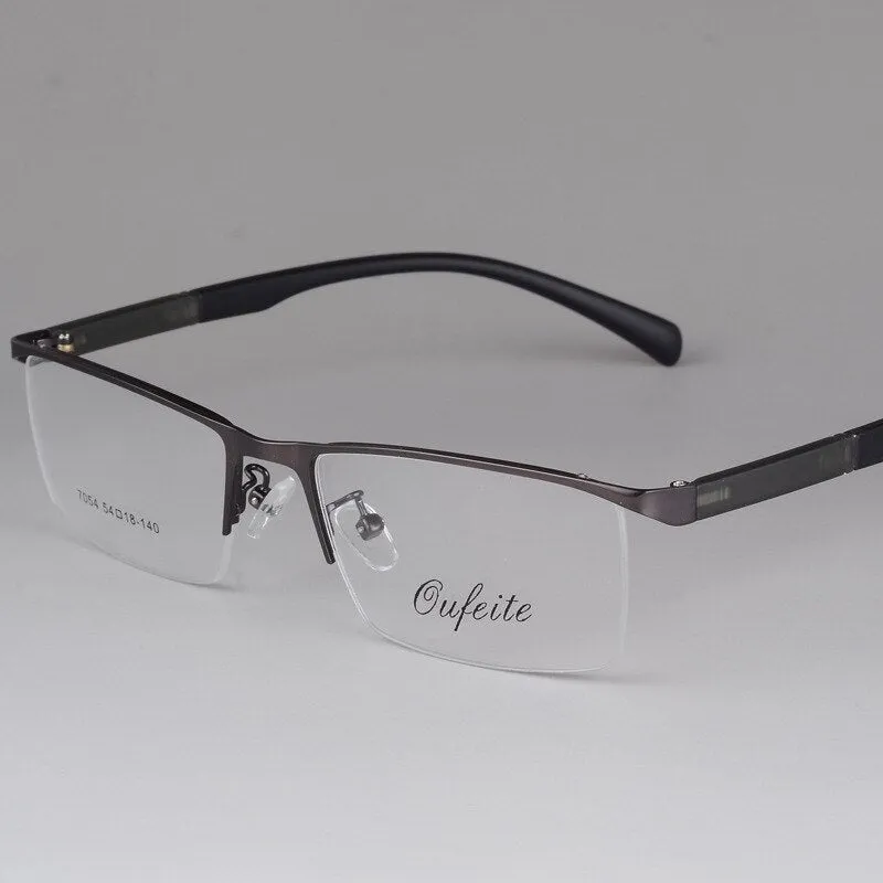 Men's Semi Rim Eyeglasses Alloy Frame S7054