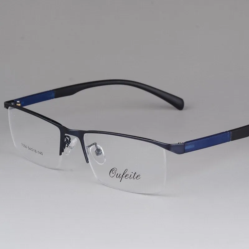 Men's Semi Rim Eyeglasses Alloy Frame S7054