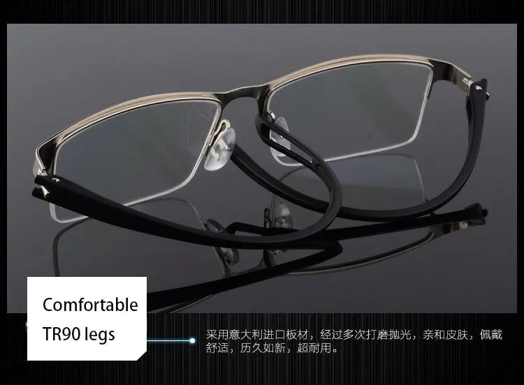 Men's Semi Rim Square Eyeglasses Titanium Alloy  9029