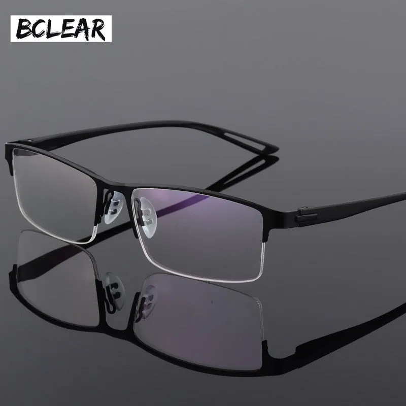 Men's Semi Rim Square Eyeglasses Titanium Alloy  9029