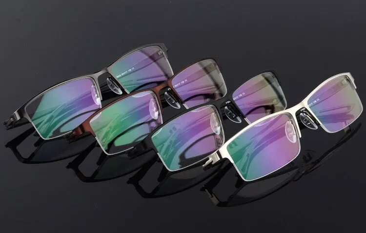 Men's Semi Rim Square Eyeglasses Titanium Alloy  9029