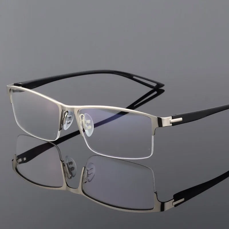Men's Semi Rim Square Eyeglasses Titanium Alloy  9029