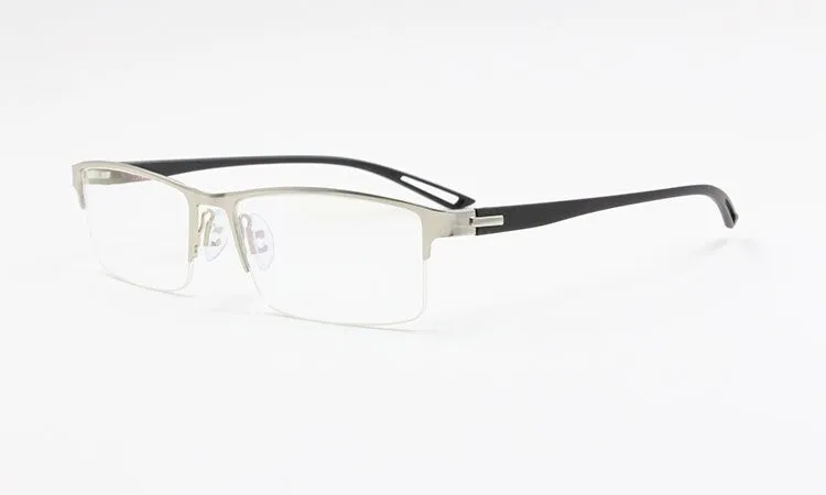 Men's Semi Rim Square Eyeglasses Titanium Alloy  9029