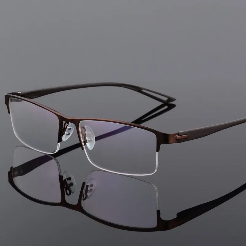Men's Semi Rim Square Eyeglasses Titanium Alloy  9029