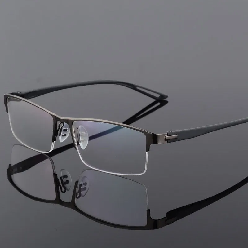 Men's Semi Rim Square Eyeglasses Titanium Alloy  9029