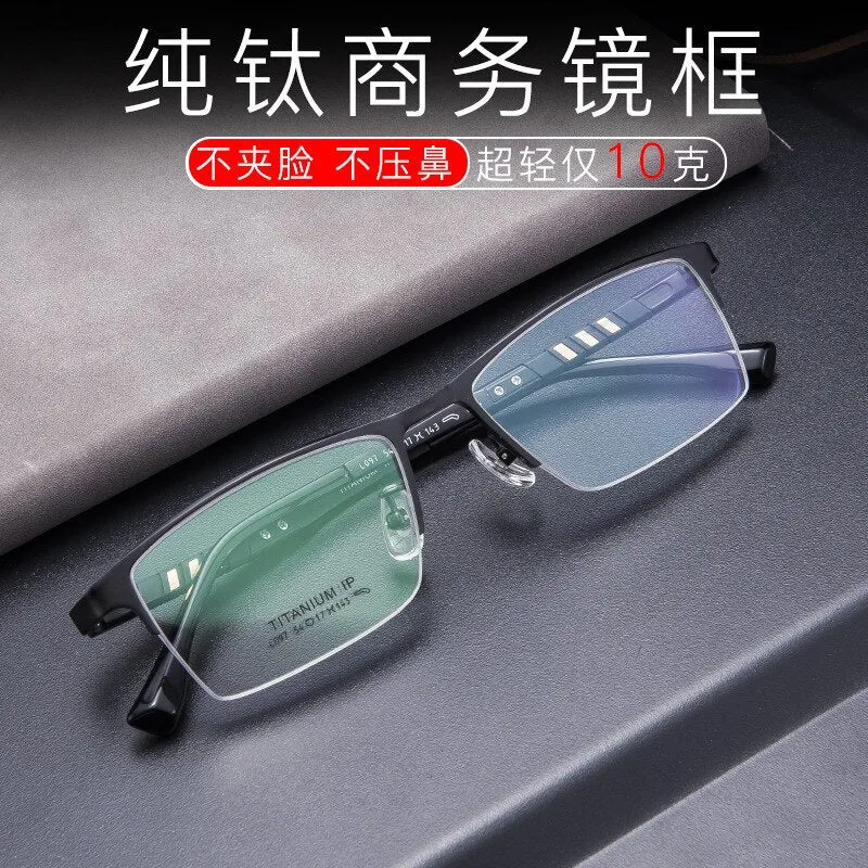Men's Semi Rim Titanium Frame Eyeglasses Lb079