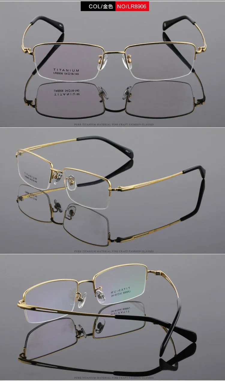 Men's Titanium Frame Half Rim Eyeglasses Lr8906