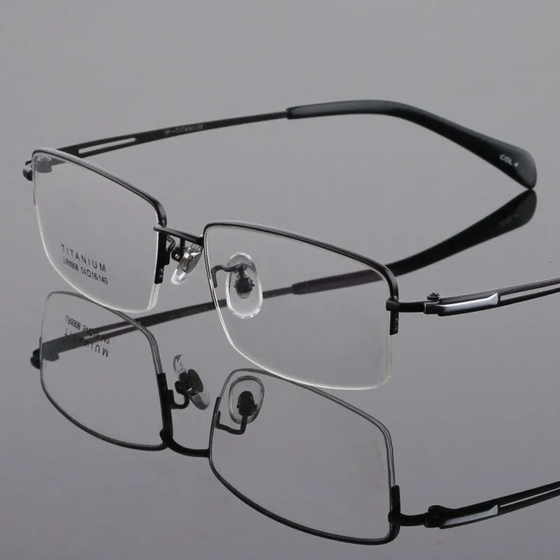 Men's Titanium Frame Half Rim Eyeglasses Lr8906
