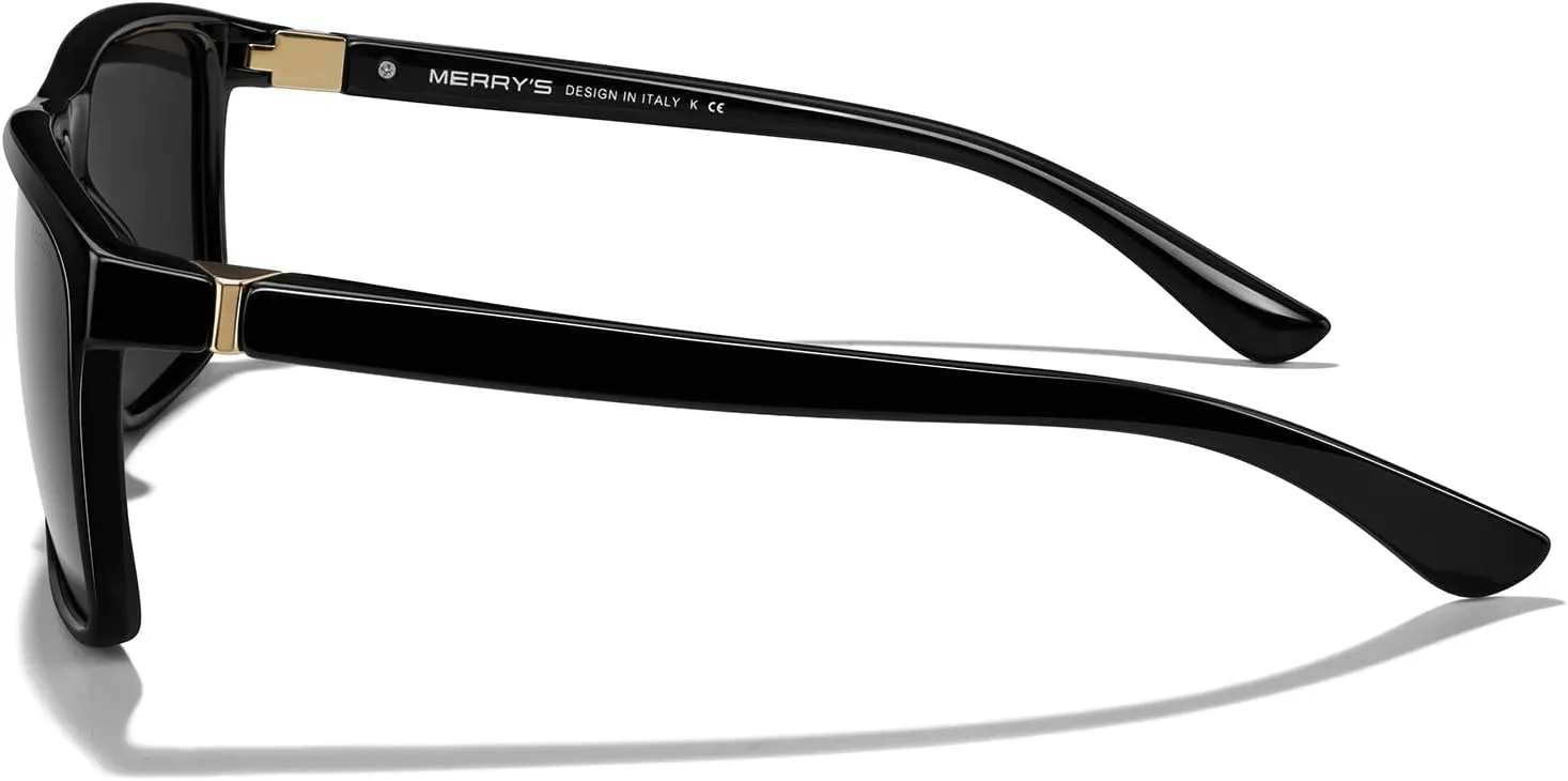 MERRY'S Rectangular Polarized Sports Sunglasses for Men Women Cycling Driving Fishing UV400 Protection S8225
