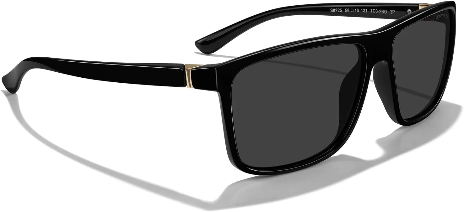 MERRY'S Rectangular Polarized Sports Sunglasses for Men Women Cycling Driving Fishing UV400 Protection S8225