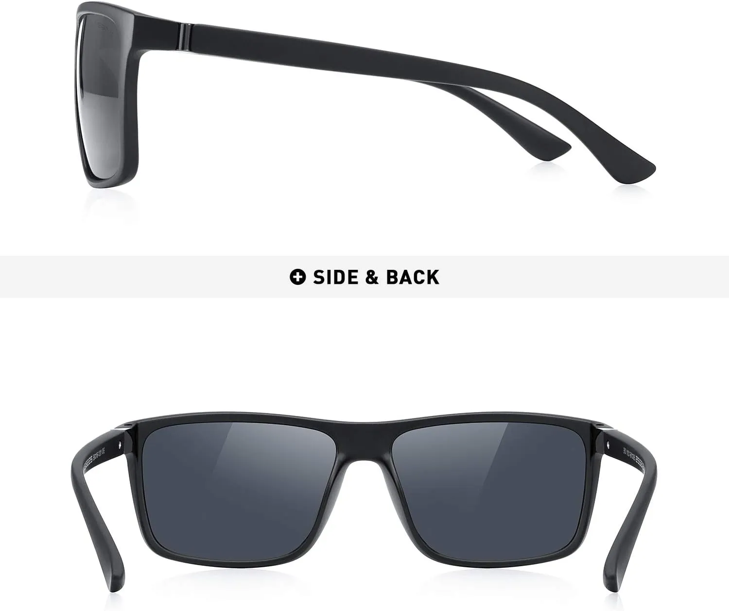 MERRY'S Rectangular Polarized Sports Sunglasses for Men Women Cycling Driving Fishing UV400 Protection S8225