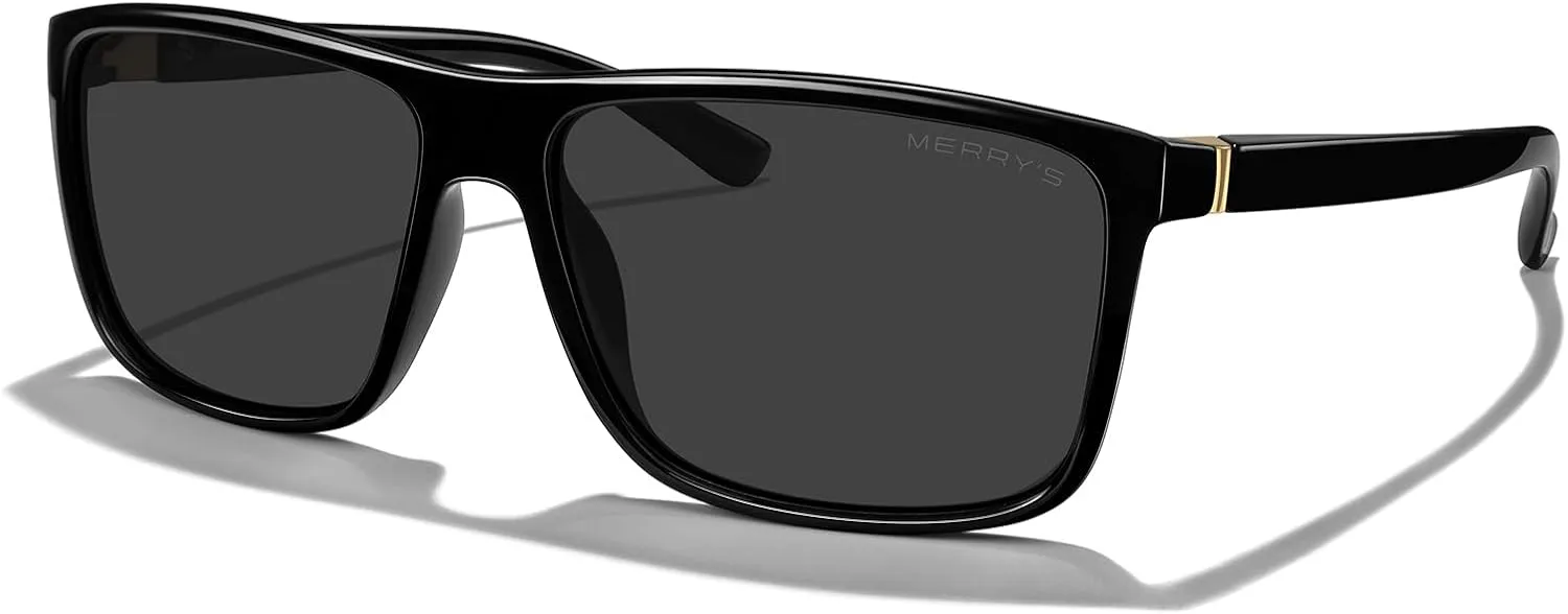 MERRY'S Rectangular Polarized Sports Sunglasses for Men Women Cycling Driving Fishing UV400 Protection S8225