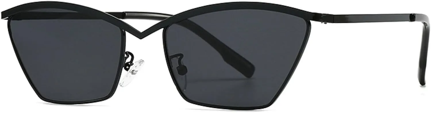 Metal Frame Sexy Cat Eye Sunglasses Women 2024 Luxury Design Classic Vintage Square Sun Glasses For Ladies Retro Eyewear N47