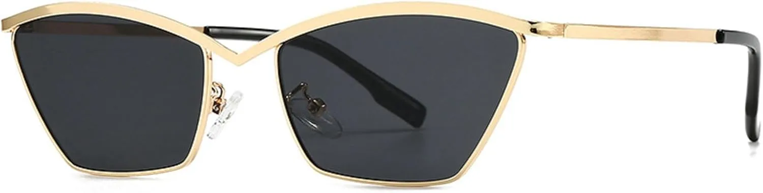 Metal Frame Sexy Cat Eye Sunglasses Women 2024 Luxury Design Classic Vintage Square Sun Glasses For Ladies Retro Eyewear N47