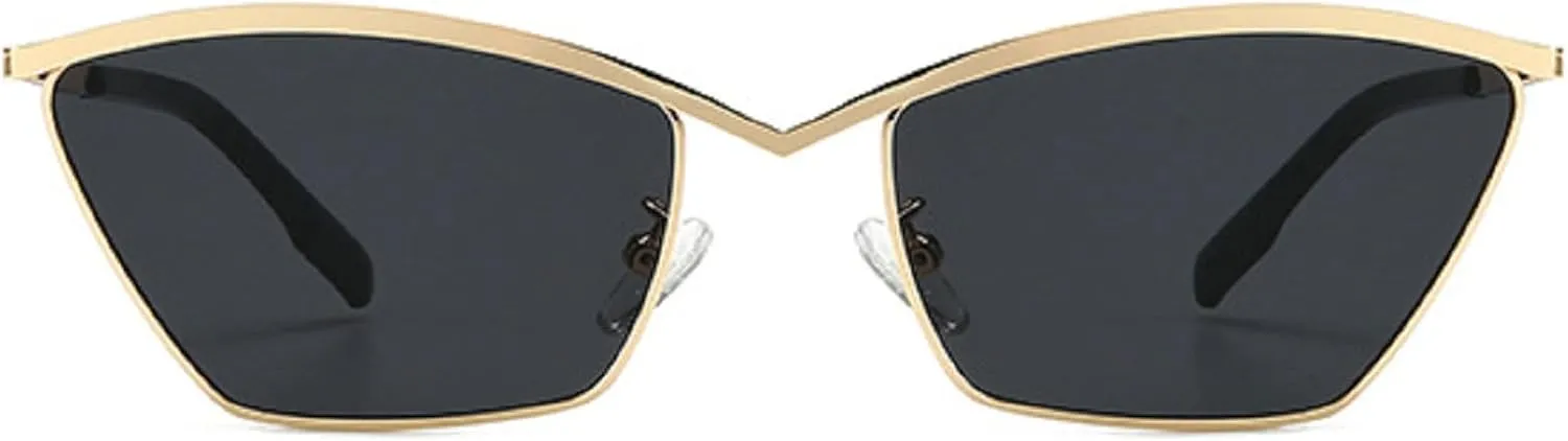 Metal Frame Sexy Cat Eye Sunglasses Women 2024 Luxury Design Classic Vintage Square Sun Glasses For Ladies Retro Eyewear N47