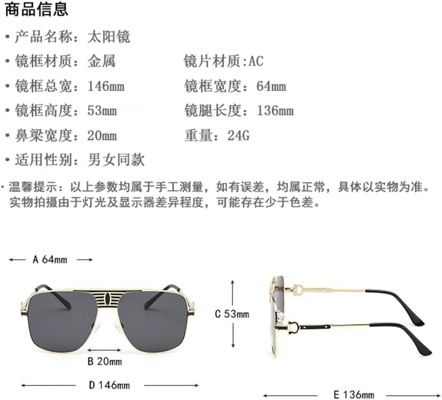 Metal Frame Sunglasses Men Women Big Frame Sun Glasses Cycling Driving Eyewear UV400 Protection