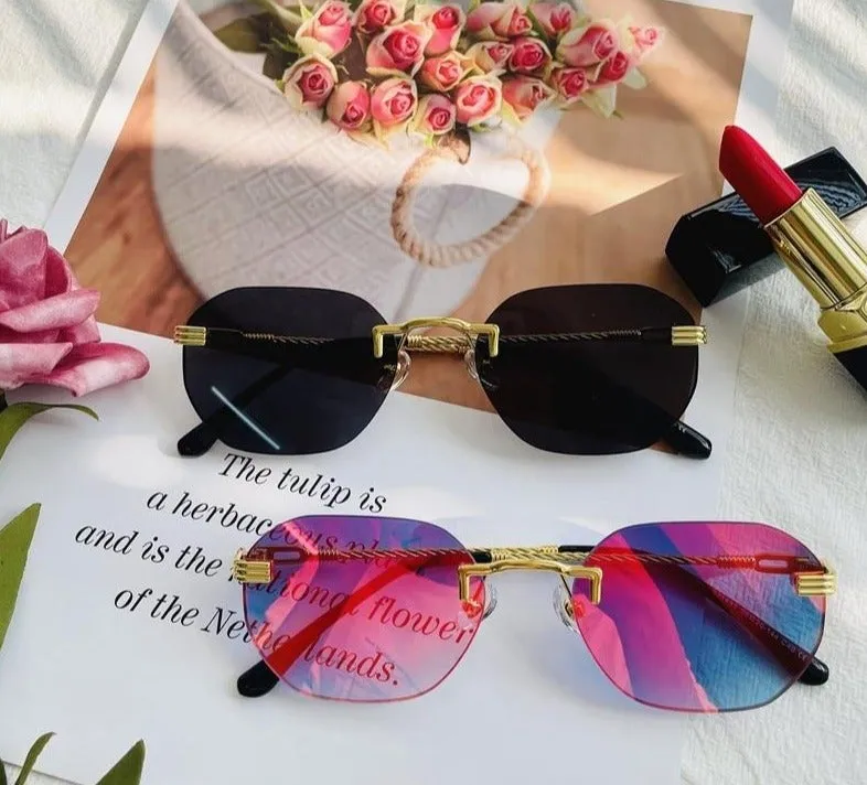 Metal Frame Vintage Frameless Retro Sunglasses