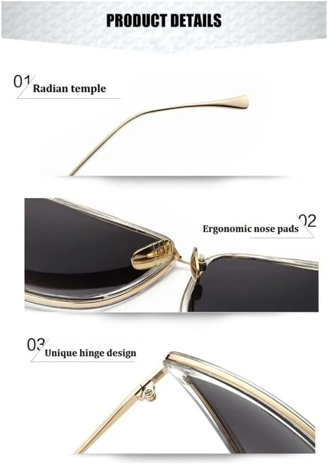 Metal Retro Oversized Sunglasses Women Cat Eye Sun Glasses Female Black Gradient Vintage Ladies