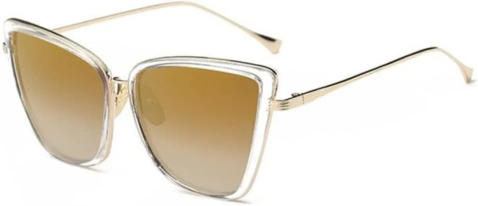 Metal Retro Oversized Sunglasses Women Cat Eye Sun Glasses Female Black Gradient Vintage Ladies