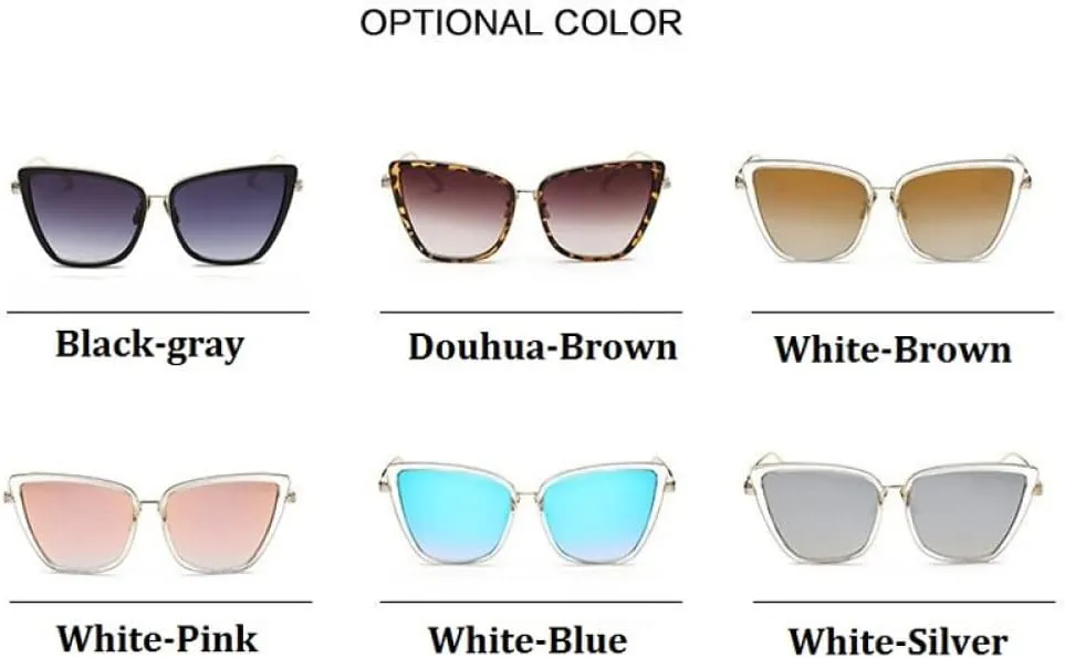 Metal Retro Oversized Sunglasses Women Cat Eye Sun Glasses Female Gradient Vintage Ladies