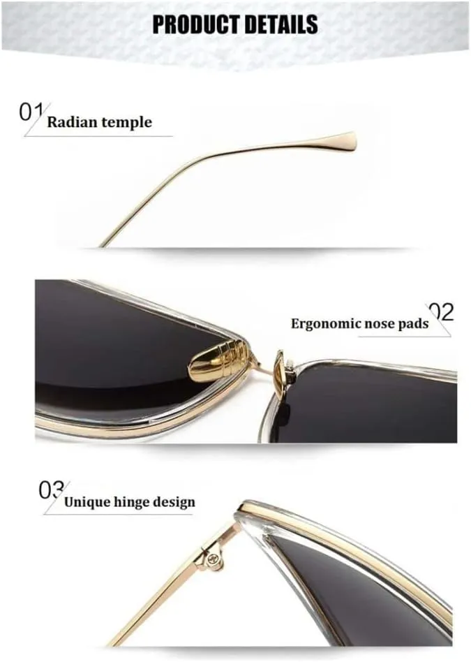Metal Retro Oversized Sunglasses Women Cat Eye Sun Glasses Female Gradient Vintage Ladies